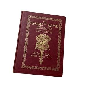 Antique 1900 Red Cloth The Psalms Of David Lovis Rhead gold letter  Book HC